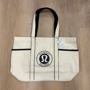 Lululemon Canvas Tote with Black Trim